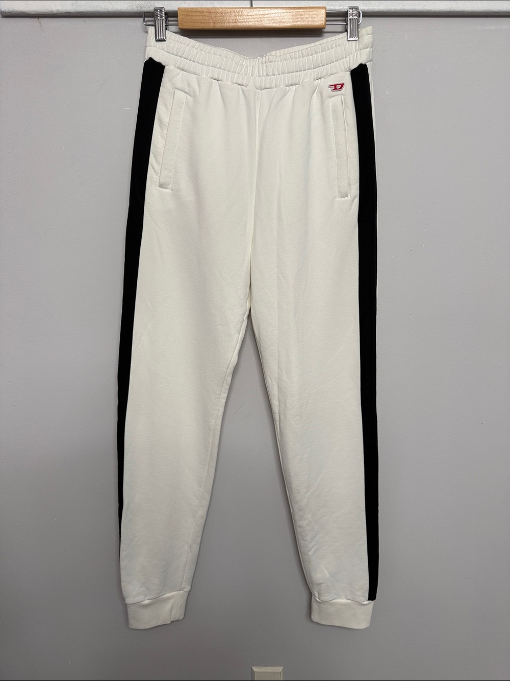 Diesel White Joggers with Black Side Panels NWOT